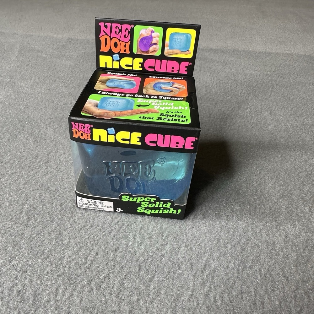 NeeDoh Nice Cube Blue Super Solid Squish Stress Toy Fidget Sensory Squeeze NEW - Picture 2 of 5